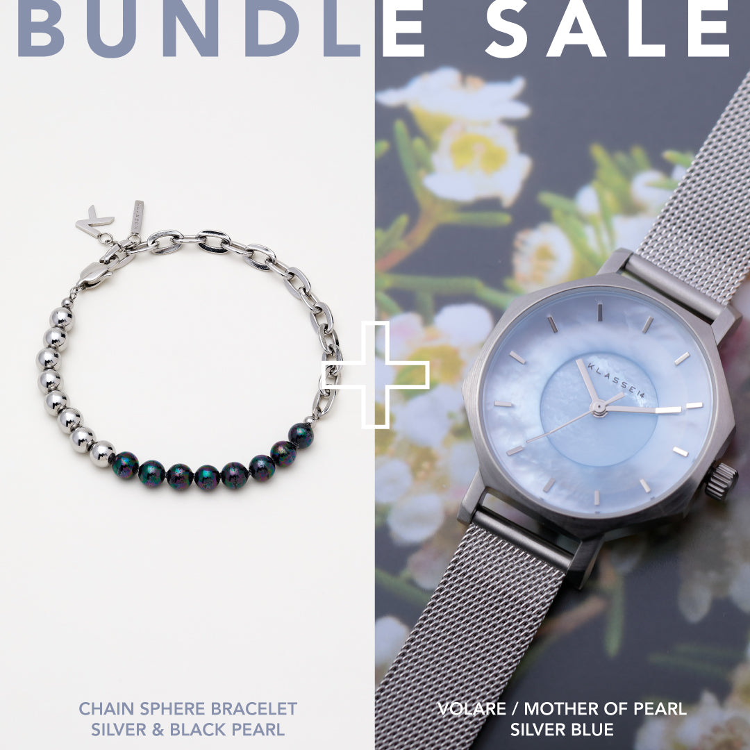 Volare Mother of Pearl Blue + Chain Sphere Bracelet Silver