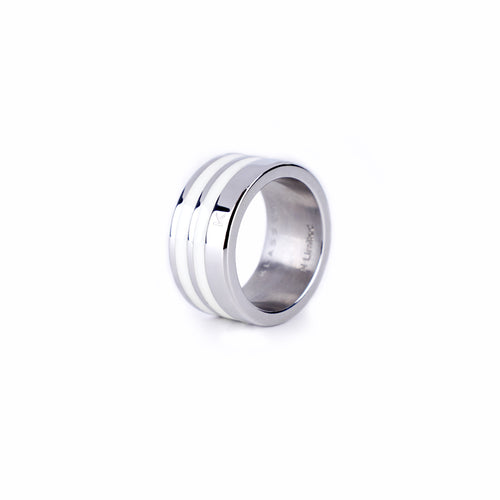KLASSE14 X NOBUAKI Silver White Striped Ring