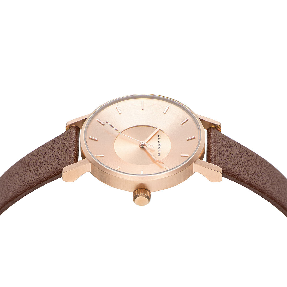 高級感 Brown Gold Rose Volare Leather KLASSE14 – Personalization / 時計